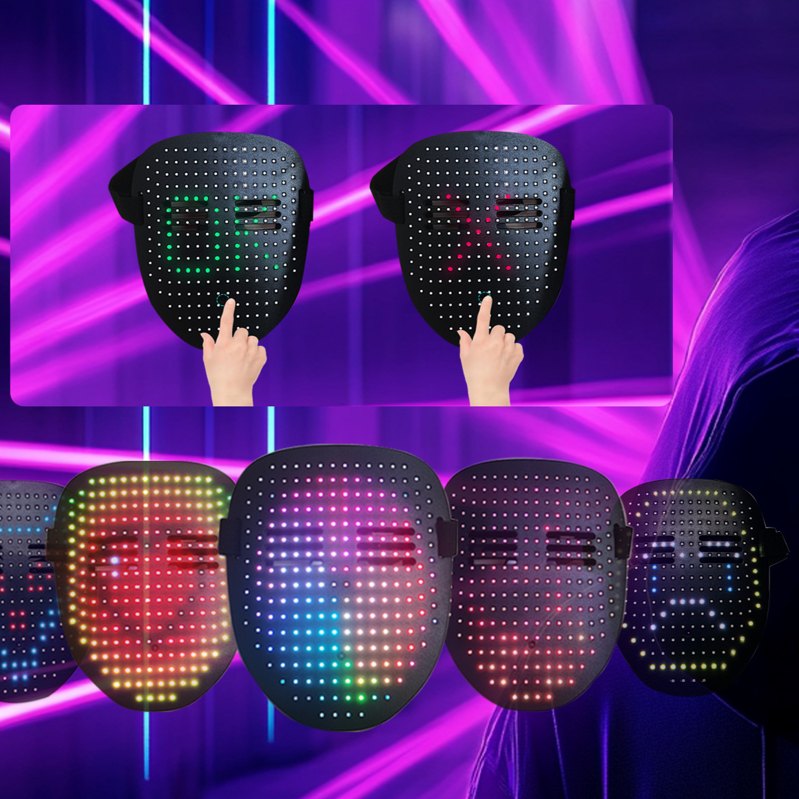 LED Gesture Control Halloween Face Mask